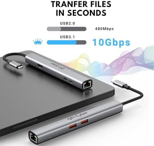 Revolutionize Your Workspace with the All-in-One 6-in-1 USB C Hub – Experience 4 K HDMI Clarity, Lightning-Fast Ethernet, Dual USB 3.1 Gen 2 Data Ports, and 100 W Power Delivery for Ultimate Device Compatibility – Perfect for Mac Book Pro/Air, Chromebook, Dell XPS, and HP Laptops – Unleash Maximum Productivity and Versatility Today!