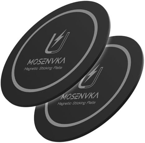 Universal Magnetic Phone Mount Plate,Strong Adhesive Plate for Magnetic Car Mount, Phone Sticker for iPhone 16e and All Smartphones and Cases-Slim,Lightweight,and Reusable (Black-4 Pack) – Enhanced Compatibility and Speed