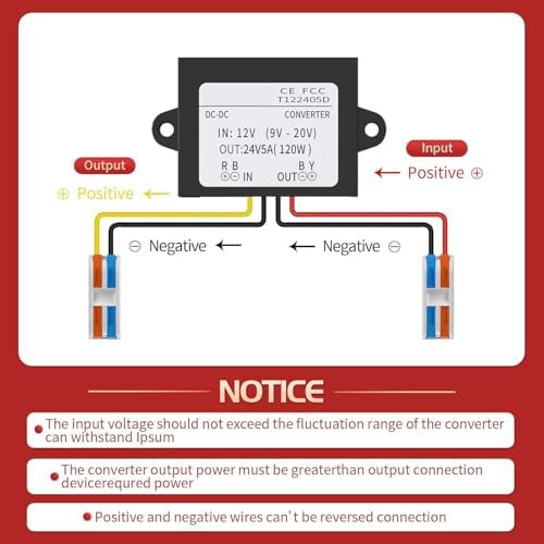 Elevate Your Power Solutions with the Versatile 12 V to 24 V DC-DC Step-Up Converter – Perfect for Golf Carts, LED Lighting, and Automotive Systems – 120 W Output, 5 A Current for Unmatched Efficiency and Easy Installation in Any Setting