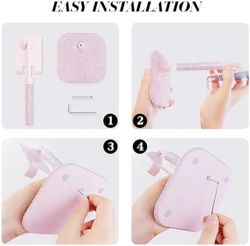 Cavdycidy Bling Cell Phone Stand for Desk,Glitter Rhinestone Angle Adjustable Phone Holder,Crystal Desktop Holder Compatible with iPhone 16 Pro Max 15 Plus 14 13 12 11 and Samsung,All Phones(Pink) – Enhanced Compatibility and Speed