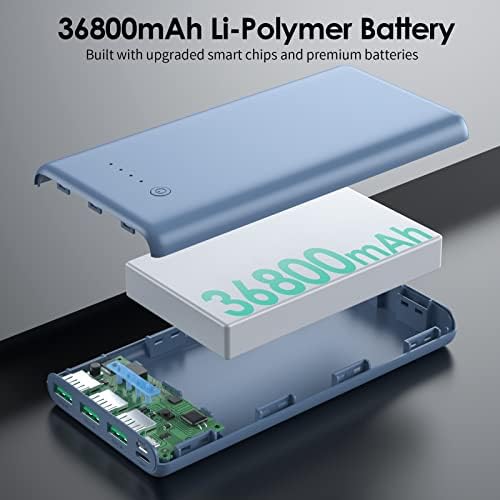 Ultra-High Capacity 40800 m Ah Portable Charger with Built-In Cables – 25 W PD USB C Fast Charging Power Bank – 5 Outputs & Dual Input for i Phone 16/15/14/13 & Samsung S23 – Stylish Pink Design for On-the-Go Charging Solutions