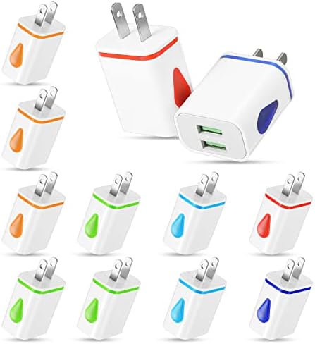 Xuhal 12 Pack Colorful USB Charger Blocks – Fast 2.1 A Multi-Device Wall Adapter for Smartphones & Tablets – Ultimate Travel Charging Solution for Families and Shared Spaces – Durable & Compact Design for Effortless Power Delivery