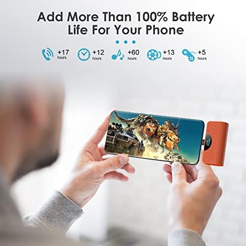 Ultra-Compact 5200 m Ah USB-C Power Bank with LCD Display – Fast-Charging Portable Charger for i Phone 15, Samsung, Google Pixel & Android Devices – Stylish Purple Battery Pack for On-the-Go Power Solutions