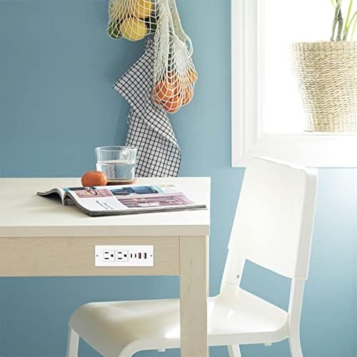 Ultra-Slim Recessed Power Strip with 30 W USB-C Fast Charging – 2 Outlets & 4 USB Ports for Multi-Device Convenience – Ideal Flush Mount Solution for Side and Sofa Tables – 6 ft Cord for Enhanced Flexibility – Perfect for Home Office & Living Spaces