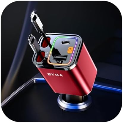 Revolutionary 2025 Micro-Version 4-in-1 Retractable Car Charger – 69 W Fast Charging USB C Adapter for i Phone 16/15/14/13, Samsung Galaxy, i Pad, Pixel – Ultimate Convenience with Tangle-Free Design and Enhanced Compatibility for All Your Devices