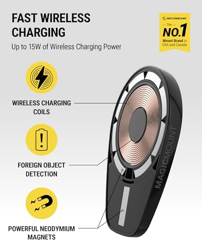 Scosche MPQ6 DV-SP Magnetic Phone Mount with 15 W Wireless Fast Charger – Hands-Free Dashboard & Vent Holder for i Phone 12/13/14/15/16 Series & Mag Safe Cases – Ultimate Safety and Accessibility for Drivers on the Go