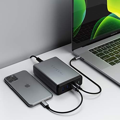 Satechi 108 W Pro USB-C PD Desktop Charger – Fast Multi-Device Charging Hub with Dual USB-C and USB-A Ports for Mac Book Pro, Air, i Pad Pro, and i Phone 16 Series – Sleek Design, Enhanced Safety Features, Ultimate Power Solution for Professionals and Students