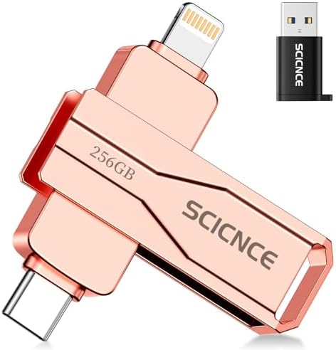 Unleash Your Digital Freedom with the SCICNCE 512 GB Flash Drive: Effortless Plug and Play Memory Stick for i Phone, i Pad, Android, and PC – Ultimate Storage Solution for Photos, Videos, and Documents in Sleek Metal Silver Design – Fast Transfers, No App Required, Perfect for On-the-Go Backup