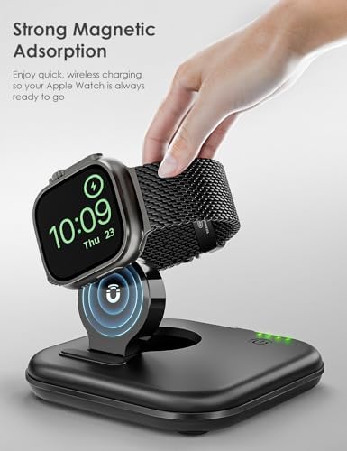 Portable Magnetic Power Bank for Apple Watch – 2000 m Ah Foldable Charger with Type-C Cable | Essential Travel Companion for Series 2-10, SE, Ultra 1/2 | Lightweight, Durable Emergency Backup Solution for Fitness and Adventure Seekers