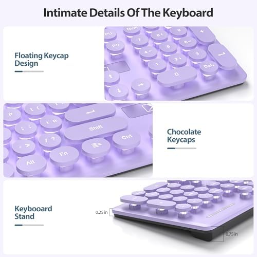 Elevate Your Workspace with the Fogruaden Retro Typewriter Keyboard – Stylish Full-Size USB Design, 104 Round Keys, and White LED Backlighting for Effortless Night Use, Ergonomic & Silent Membrane Keys Perfect for Windows PC and Laptops, Ideal for Writers and Gamers Seeking a Unique Vintage Touch