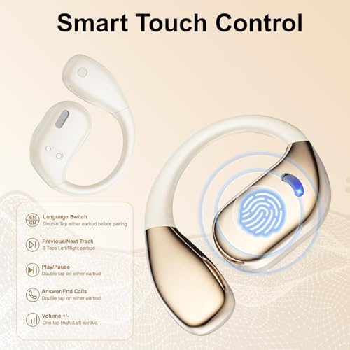 Unleash Your Active Lifestyle with Open Ear Bluetooth Headphones – 50-Hour Playtime for Endless Audio Enjoyment, Sweatproof Sports Earbuds Featuring Touch Controls for Effortless Music Management, Perfect for Running and Fitness Enthusiasts, Seamless Device Compatibility for Ultimate Connectivity