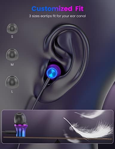 i Mangoo Magnetic Hi Fi Stereo Bass Wired Earbuds with MFi Certification – Premium Lightning Earphones for i Phone 14, 13 Pro Max, 12 Mini & More – Enhanced Audio Experience with Built-in Microphone & Volume Control – Stylish Purple Design for Everyday Comfort and Portability
