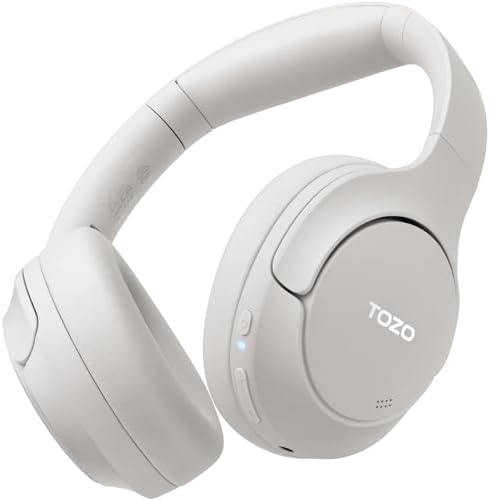 TOZO HT2 Wireless Over-Ear Headphones with Superior Active Noise Cancellation – Immerse in 60-Hour Playtime, Personalized Hi-Res Audio with Custom EQ, and Rich Deep Bass – Luxurious Khaki Design for Home, Office, and Travel Enthusiasts Seeking Unmatched Comfort and Sound Quality