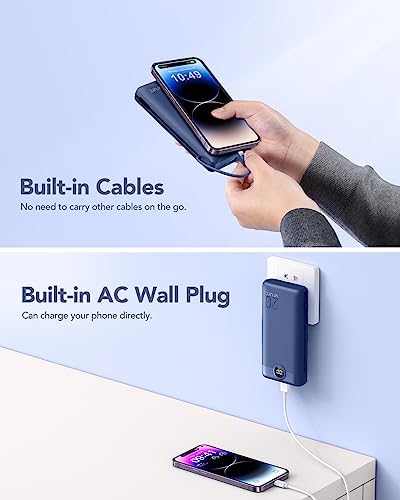 VRURC 20000 m Ah Pink Portable Charger – Fast Charging Power Bank with Built-in Wall Plug & Cables, LED Display, 4 Outputs & Dual Inputs for Effortless Travel Charging Solutions, Ideal for Busy Lifestyles and Enhanced Device Compatibility