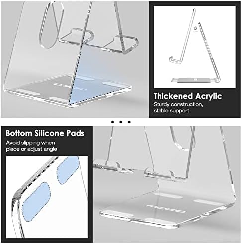 Transform Your Workspace with Mo Ko Adjustable Acrylic Tablet Stand – Universal Compatibility for i Phone 16, 15, 14, and 13 Series, Optimal Viewing Angles for Effortless Multitasking, Sleek and Minimalist Design for Home or Office Use, Premium Durability and Easy Maintenance