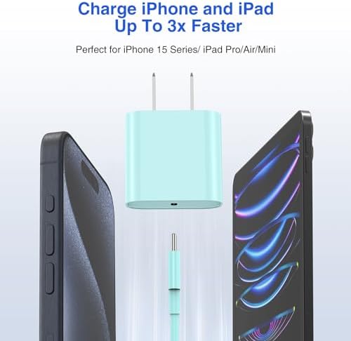 Ultimate USB C Charger for i Phone 16 & 15 – Fast Charging with 10 FT Long USB C to C Cable – Ideal for i Pad Pro 12.9/11 & i Pad Air 5 th – Reliable Power Block for Home & Travel – Enhanced Speed & Compatibility