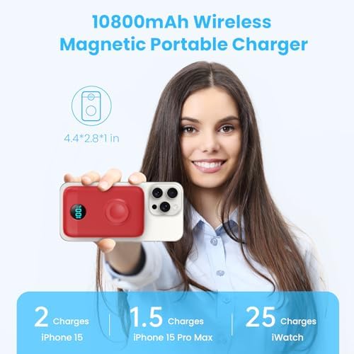 Revolutionary 4-in-1 Magnetic Portable Charger 10800 m Ah – Rapid USB-C Power Bank with LCD Display, Fast Charging for i Phone 16/15/14/13/12 & Apple Watch – Sleek White Design for Ultimate Compatibility and On-the-Go Convenience