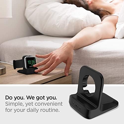 Spigen S350 Apple Watch Charger Stand – Durable TPU Dock with Non-Slip Base for Enhanced Stability and Fast Charging – Compatible with Ultra 2/1, Series 10, SE2, and More – Optimal Charging Solution for All Apple Watch Sizes – Sleek Design for Desk or Nightstand Use