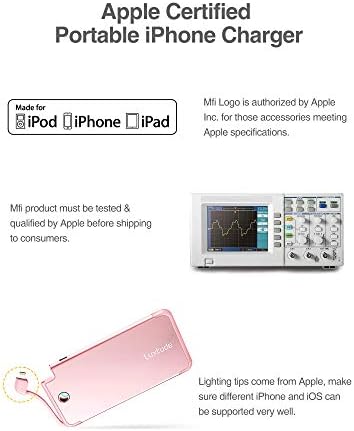 Ultra-Slim Luxtude Portable Charger with Built-in MFi Lightning Cable – 5000 m Ah Power Bank for i Phone 14, 13, 12, 11, 10 | Sleek Metal Black Design for Effortless Charging On-the-Go | Lightweight and Durable Phone Battery Pack for Everyday Use