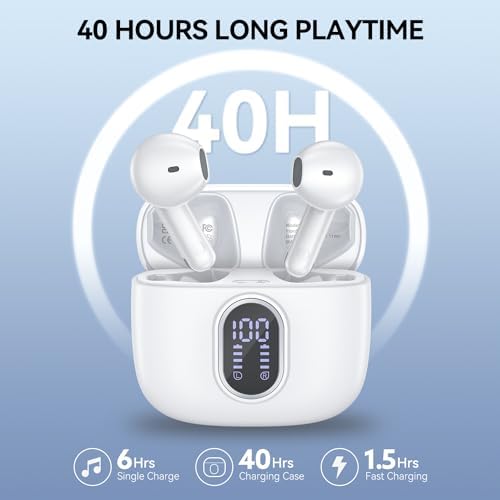 Premium Bluetooth 5.3 Wireless Earbuds with 42-Hour Extended Playtime & LED Battery Indicator – Immerse Yourself in Rich Bass Stereo Sound with Superior IPX7 Waterproof Design and Adaptive Noise Cancellation for Crystal-Clear Audio – Ideal for i Phone and Android Enthusiasts