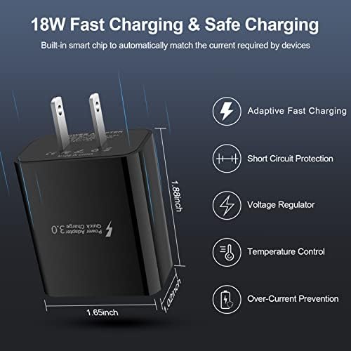 Ultra-Fast 18 W QC3.0 Wall Charger for Android Devices – Rapid Charging Adapter with 6 FT Micro USB Cable, Ideal for Samsung Galaxy, Fire Tablets, PS4, Xbox, and More – Dual Pack for Maximum Efficiency and Compatibility – Lightweight Travel Companion for Everyday Use