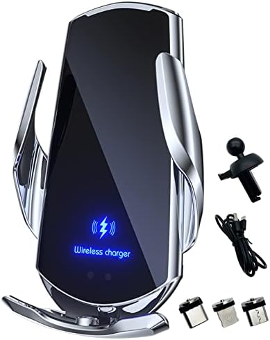 Discover Effortless Charging On The Go with Our 15 W Wireless Car Charger – Auto-Clamping Vent Mount for Secure Smartphone Holder – Fast Charging Solutions for All Vehicle Interiors (Blue) – Enhanced Compatibility with Leading Brands and Safe Usage Features