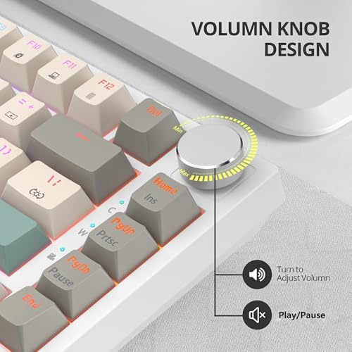 Transform Your Gaming Setup with the 75% Monster B Wired Mechanical Keyboard – 82 Keys, Gasket Mount Design, Hot-Swappable White Switches, RGB Lighting, Programmable Features for Mac/Windows – Unmatched Speed and Comfort for Gamers and Professionals