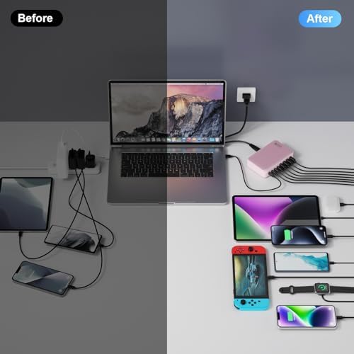 200 W Ga N III USB C Charging Hub – 6-Port Fast Charging Station for Laptops and Devices – PD 65 W Compatible with Mac Book Pro, i Pad, i Phone 15/16, Galaxy S23/S24, Steam Deck & More – Ultimate Universal Charger for Home, Office & Travel