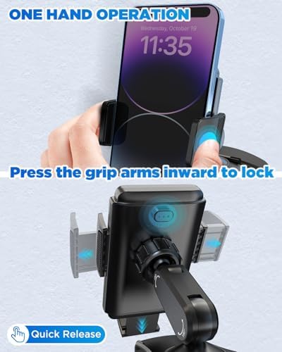 IPOW 360-Degree Rotation Car Dashboard Phone Clip Holder – Secure Smartphone Mount for i Phone 15, 14, 13 Pro Max & 4-7 Inch Devices – Premium Automotive Accessory for Hands-Free Navigation & Enhanced Safety in Any Vehicle