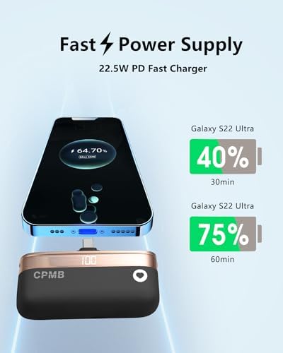 Compact 5,000 m Ah Portable Charger with 22.5 W Fast Charging – Sleek Power Bank with Digital Display for i Phone 16/15, Samsung, LG, Google & More – Ultimate Compatibility for On-the-Go Power Solutions