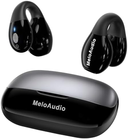 Melo Audio Bluetooth 5.3 Open Clip Earbuds – Ultimate 120-Hour Wireless Playtime with LED Charging Case – Lightweight Sport Headphones for Running and Fitness – Superior Sound Quality with Enhanced Environmental Awareness for Active Lifestyles