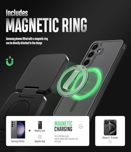 Ultimate 3-in-1 Foldable Wireless Charging Station for Samsung Devices – Magnetic Charger Stand for Galaxy S24, S23 Ultra, S22, S21, Galaxy Watch 6/5/5 Pro/4/3 & Galaxy Buds 2 Pro (Black) – Fast, Efficient Charging & Travel-Friendly Design