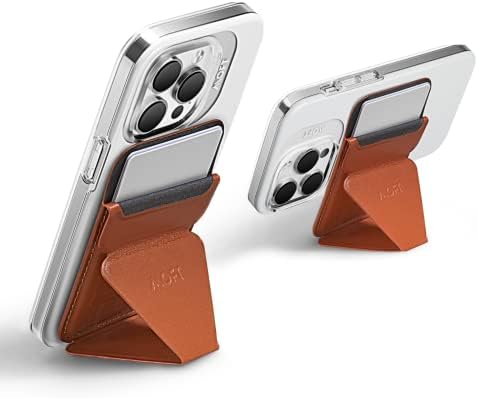 MOFT MagSafe Wallet for iPhone 15/14/13/12 Series, Strong Magnetic Phone Card Holder Fit 2 Cards & 3 Viewing Angles & Stain-Resistant Vegan Leather Phone Stand, Maple – Enhanced Compatibility and Speed