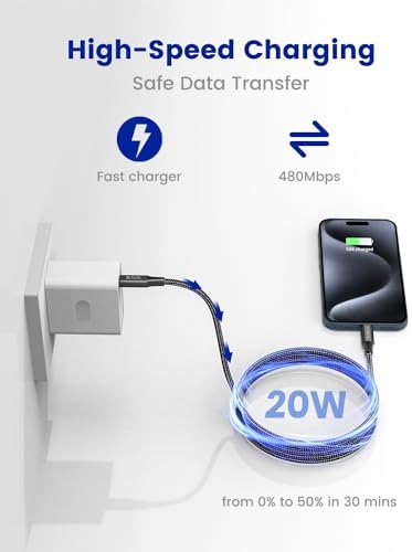 Ultimate 16 ft USB C to C Charger Cable for i Phone 16/15 – Fast Charge Nylon Braided Cord in Vibrant Red – Exceptional Flexibility for Home, Office, and Mobile Charging Needs