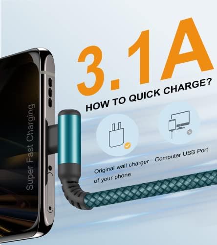 sweguard 10 FT Right Angle USB Type C Charger Cable – Durable Nylon Braided 2-Pack for i Phone 15/16 Pro Max & Samsung Galaxy Models – Enhanced Fast Charging & Tangle-Resistant Design for Ultimate Convenience and Performance