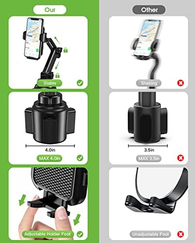 2025 Premium No-Shake Cup Phone Holder for Vehicles – Universal Adjustable Mount for Cars & Trucks, Expandable Base for Secure Fit, Compatible with All Smartphones Including i Phone & Samsung – 2 Pack for Enhanced Convenience and Safety