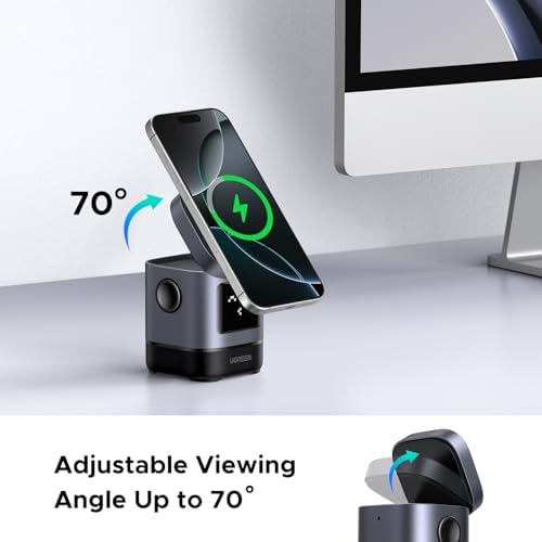 UGREEN Uno Qi2 Certified 15 W Wireless Charger Stand – Foldable 2-in-1 Charging Station for i Phone 16/15/14/13/12 Series & Air Pods 2/3/Pro – Enhanced Portability, Speed, and Security for Your Devices