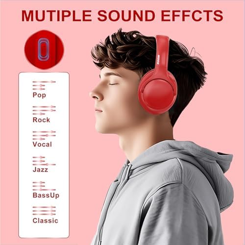 MIDOLA Hi-Fi Bluetooth Over-Ear Headphones – 68-Hour Playtime, Foldable Design for Ultimate Portability, Deep Bass with 6 Custom EQ Modes, Integrated Microphone for Crystal Clear Calls – Perfect for Travel and Home Office Use