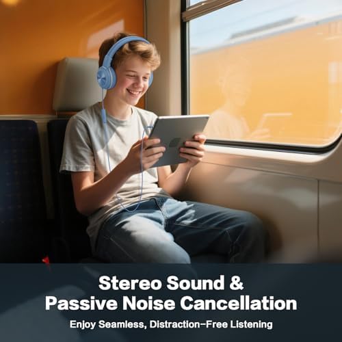 SIMOLIO 2-Pack Foldable Wired Headphones with Volume Limiter – Lightweight & Comfortable 3.5 mm Audio Solution for Kids and Adults – Perfect for Travel, Home, Office, Music, Gaming, and Calls – Exceptional Sound Quality and Durability