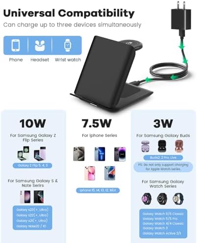 Ultimate Fast Wireless Charging Station for Samsung Galaxy Z Flip Series & Motorola Razr+ – 2-in-1 Foldable Travel Charger with PD 20 W Adapter, Sleek White Design for On-the-Go Convenience – Enhanced Speed & Compatibility for Modern Lifestyles