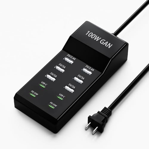 Maximize Your Charging Potential with the 10-Port USB Charger Block – 100 W Fast Charging Hub for i Phones, i Pads, Samsung Galaxy, and Android Devices – Sleek, Compact Design with Smart Power Distribution and Enhanced Safety Features for Multi-Device Families and Professionals