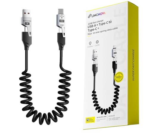 4-in-1 Supercharging Cable for Apple Devices – High-Speed USB-C & Type-C Charging Solution with Durable Spring Wire Design for Mac Book, i Pad, i Phone – Portable Multi-Functional Charging Accessory for Effortless Power Delivery