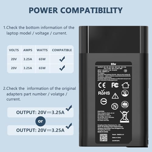 Compact 65 W USB-C Laptop Charger for HP Spectre, Envy, Chromebook & Elite Series – High-Speed AC Adapter with Advanced Safety Mechanisms – Perfect Travel Companion for Reliable Power and Efficiency