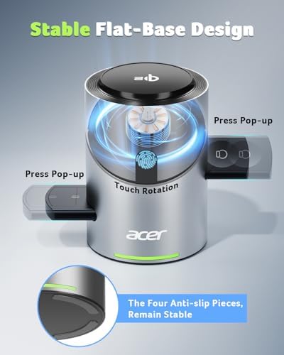 Acer Qi2 15 W 3-in-1 Wireless Charging Station for Apple Devices – Fast Magnetic Charger for i Phone 16, 15, 14, 13, 12, Apple Watch & Air Pods – Enhanced Stability & Smart Power Distribution, Compact Design for Home & Travel