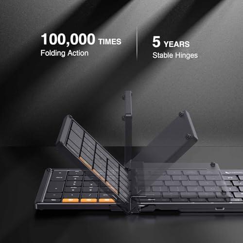 Portable Full-Size Proto Arc Bluetooth Keyboard XK01 – Foldable Wireless Keyboard with Numeric Keypad for i Pad, Tablets, Smartphones, and Laptops – Rechargeable Multi-Device Solution for Windows, i OS & Android – Ultimate Travel Companion for On-the-Go Professionals