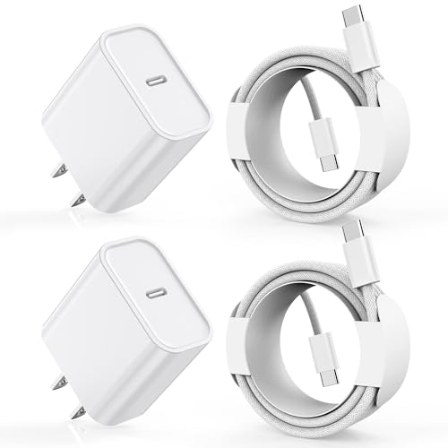 Ultimate Fast Charging Set for i Phone 16/15 – MFi Certified 2-Pack Type C Wall Charger with 6 FT Durable Woven USB-C Cables for i Phone 16 Pro Max, i Phone 15 Plus, i Pad Pro/Air/Mini – Enhanced Speed, Compatibility, and Portability for Home and Travel