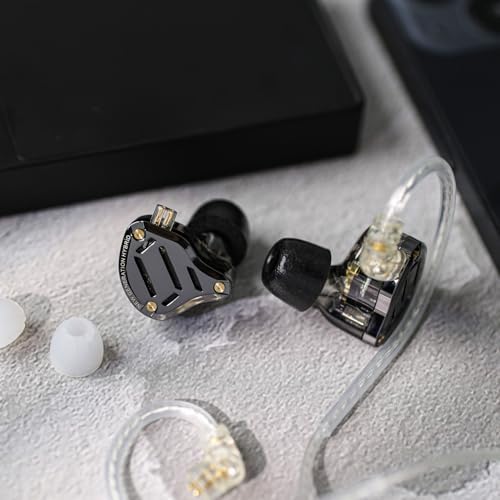 Experience Unrivaled Audio Precision with Linsoul KZ ZS10 PRO Hybrid IEM – 1 Dynamic + 4 Balanced Armature Drivers for Extraordinary Sound Clarity, Customizable 4-Level Tuning for Tailored Listening, Advanced 3-Way Crossover for Optimal Frequency Response, Premium Silver-Plated Cable for Superior Signal Integrity – Ideal for Musicians, Audiophiles, and Gamers with Integrated Microphone in Elegant Black Design