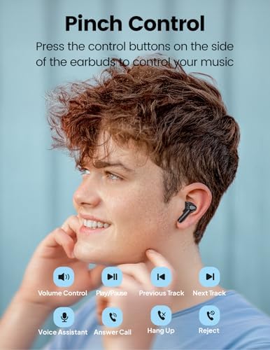 Ultimate Bluetooth 5.3 Wireless Earbuds – Experience Superior Deep Bass with 50-Hour Playtime, IPX7 Waterproof Design for Enhanced Durability, Featherlight In-Ear Fit for All-Day Comfort, Integrated Microphone for Clear Hands-Free Calling, Effortless Compatibility with i OS & Android Devices – Ideal Gift for Music Enthusiasts and Fitness Lovers