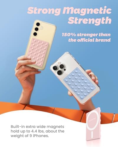 Mag Safe Sticky Octo Suction Buddy Phone Mount – Versatile Hands-Free Magnetic Phone Grip for i Phone | Trendy White Design with Adapter Ring | Unmatched Stability & Convenience for Active Lifestyles | Ideal Gift for Moms and Women Enthusiasts