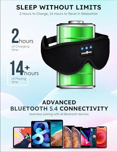 Ultimate Bluetooth Sleep Mask with High-Definition Sound: Perfect for Side Sleepers Seeking Unmatched Comfort and Entertainment – Experience Enhanced Connectivity, Crisp Audio, and Stylish Relaxation for Restful Nights and Mindful Moments – Ideal Gift for Music Lovers and Meditative Souls